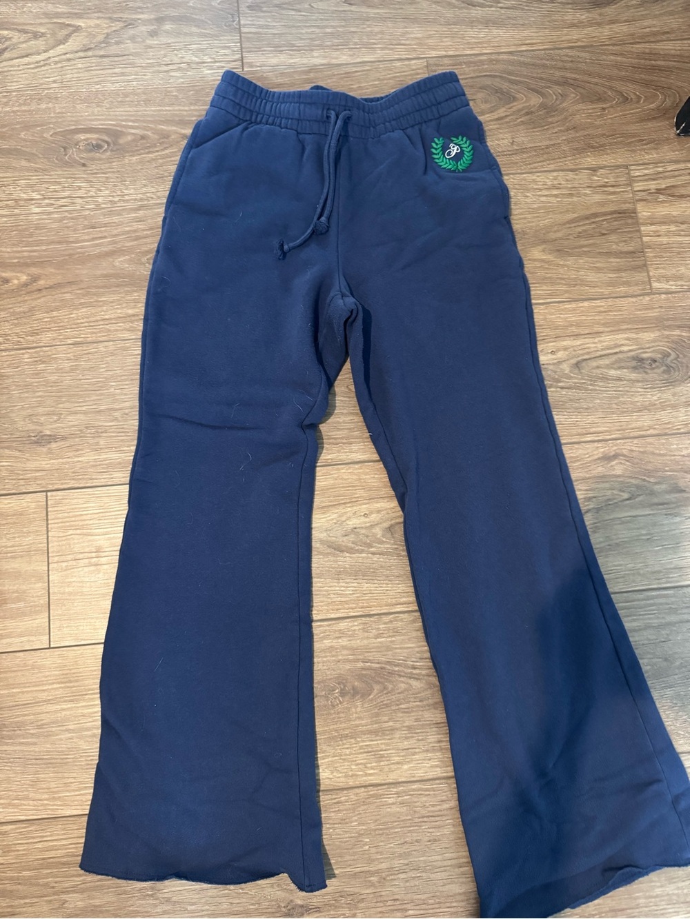 PINK Victoria's Secret Kids Navy Sweatpants with Green Crest